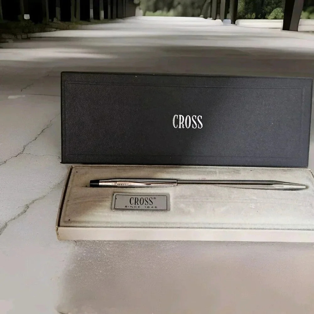 Vintage 1982 CROSS Chrome Ball Point Pen #3502 NEW in Box, Paperwork NOS